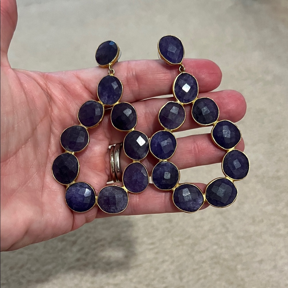 Elegant Lapis Blue and Gold Drop Earrings